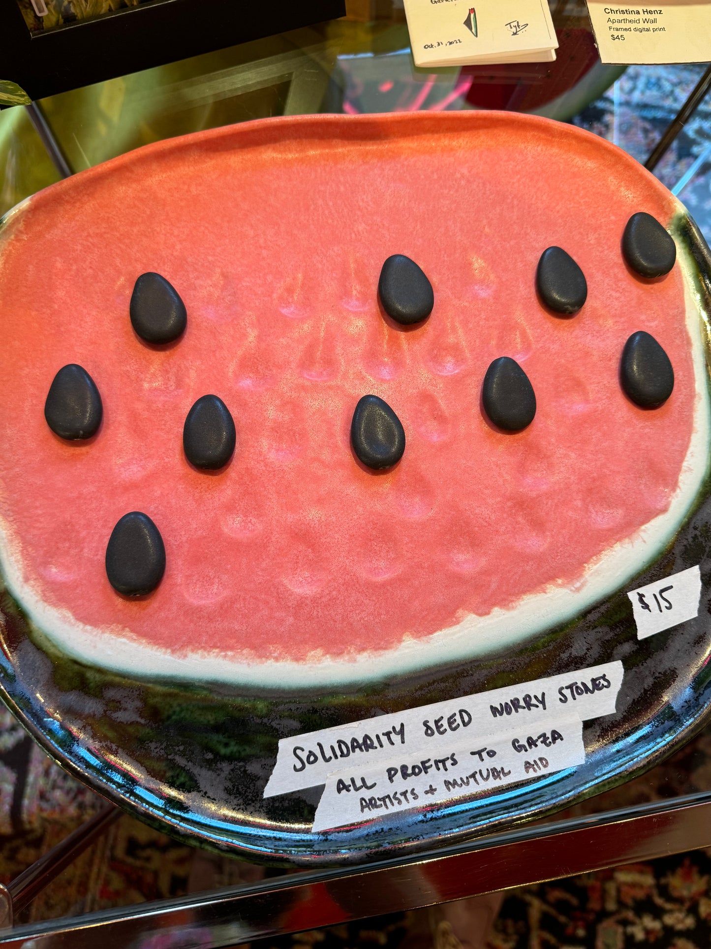 Palestine Solidarity Watermelon Seed Ceramic Worry Stones