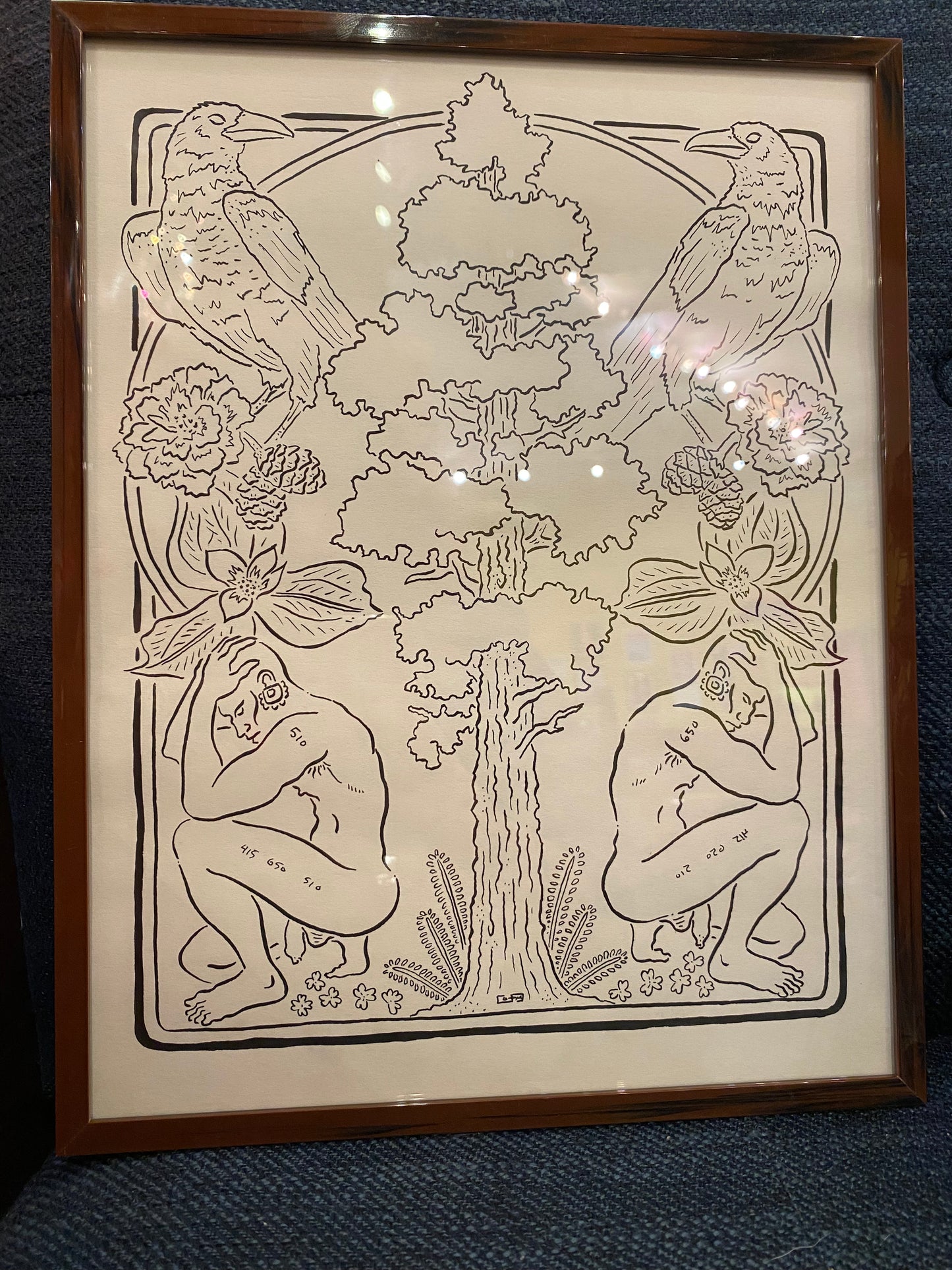 Our Fellow Mortals - framed original drawing
