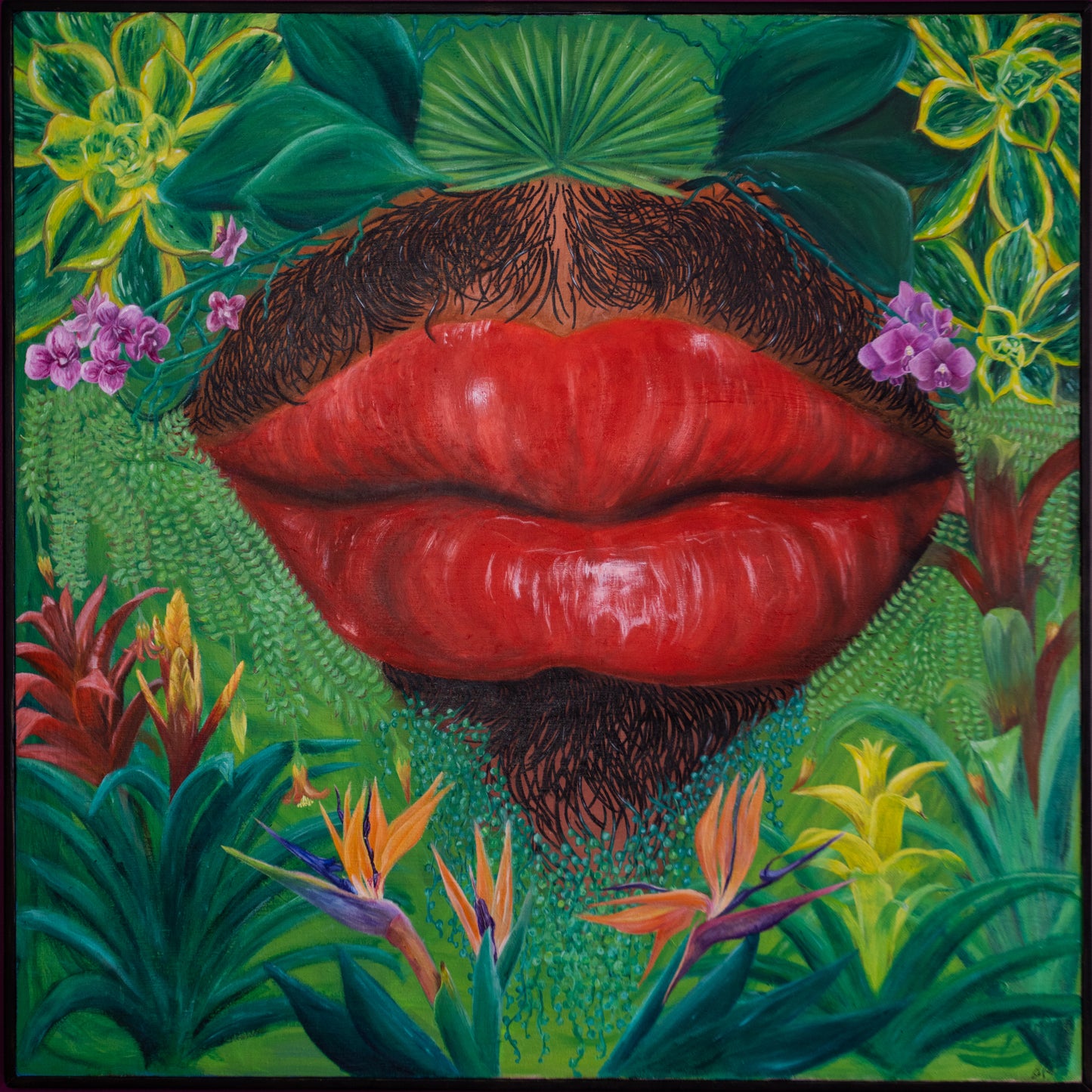 “Eden" Lips Original Painting Framed by Erika Pappas