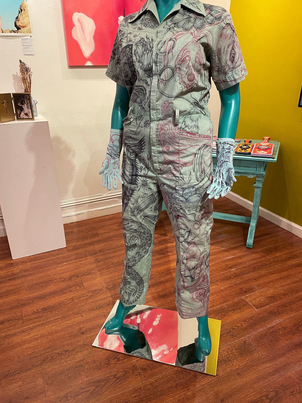 Queer A.F. - Jocelyn Khosla - Hand-drawn original tattoo art green jumpsuit
