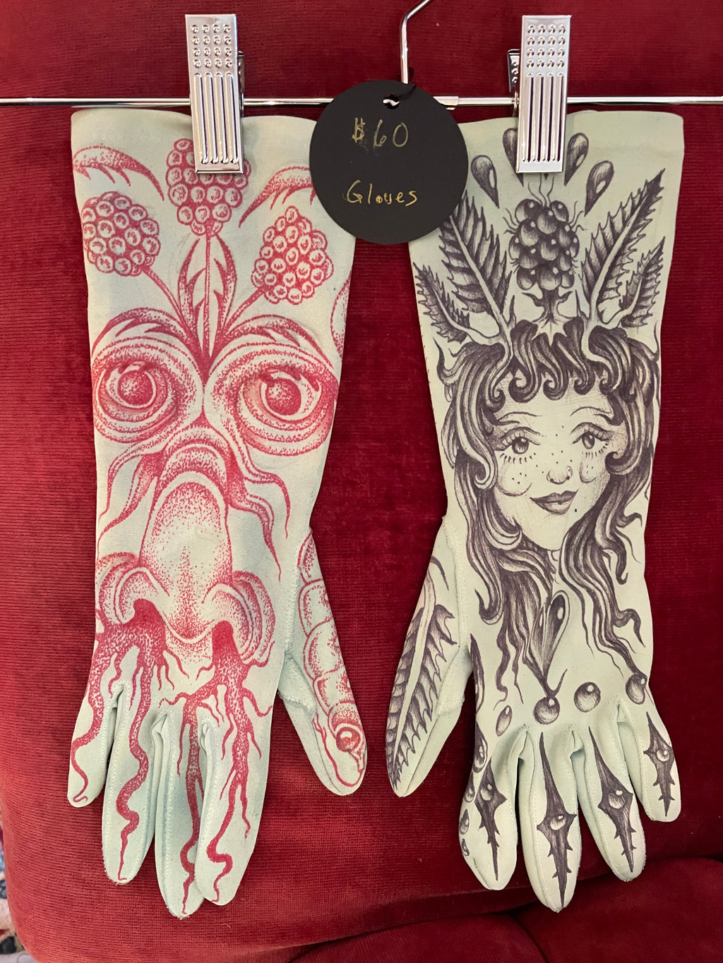 Queer A.F. - Jocelyn Khosla - Hand-drawn original tattoo art green gloves
