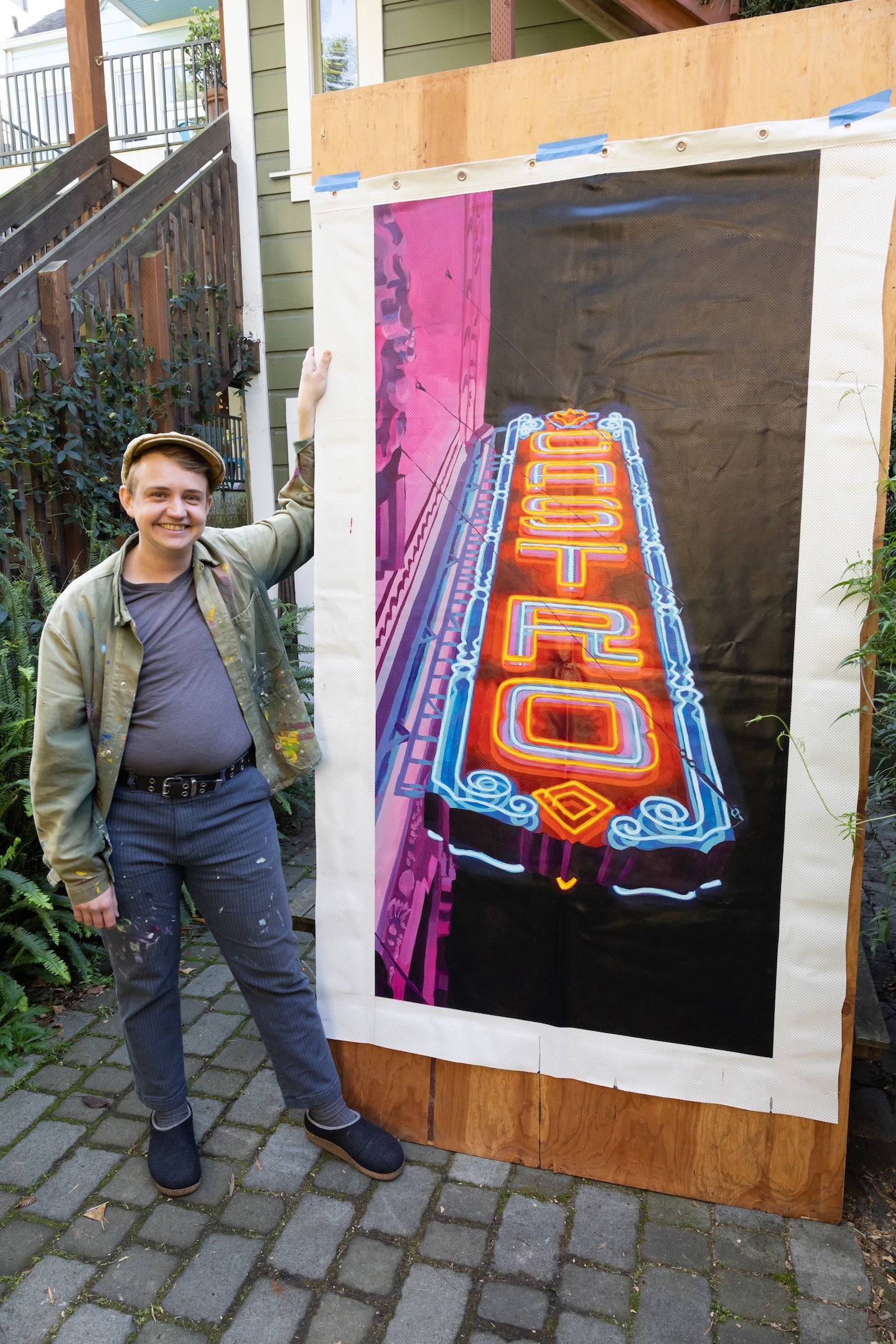 BEACONS - Nathaniel J. Bice - Castro Screen Neon painting on reclaimed screen