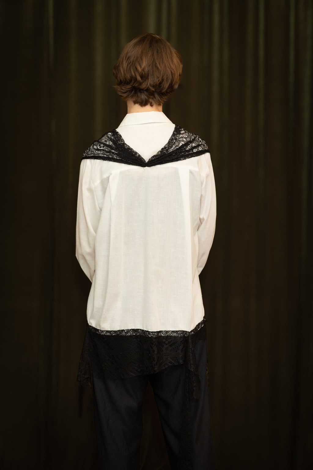 Joey Ehrenberg -White blouse with black lace