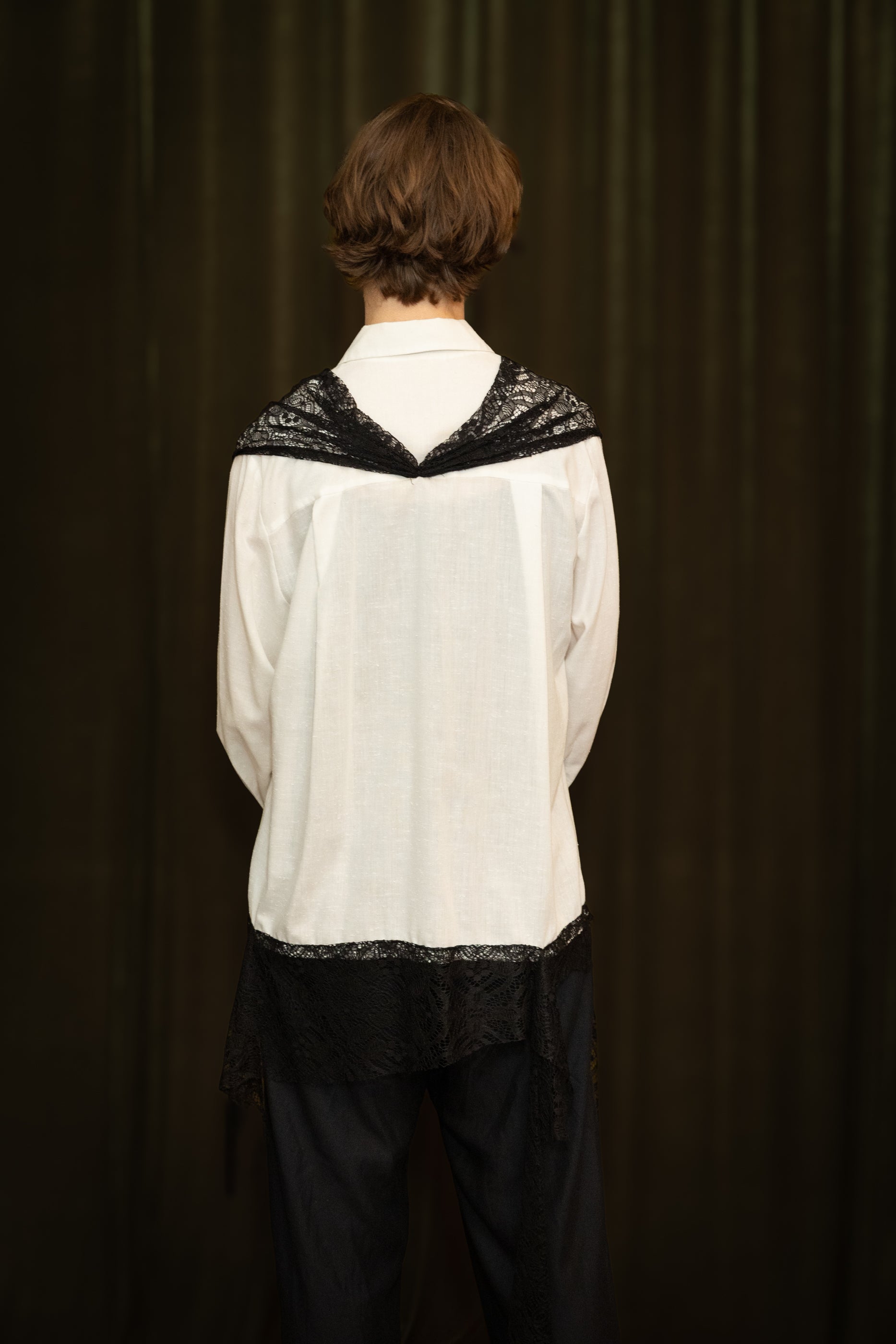 Joey Ehrenberg -White blouse with black lace