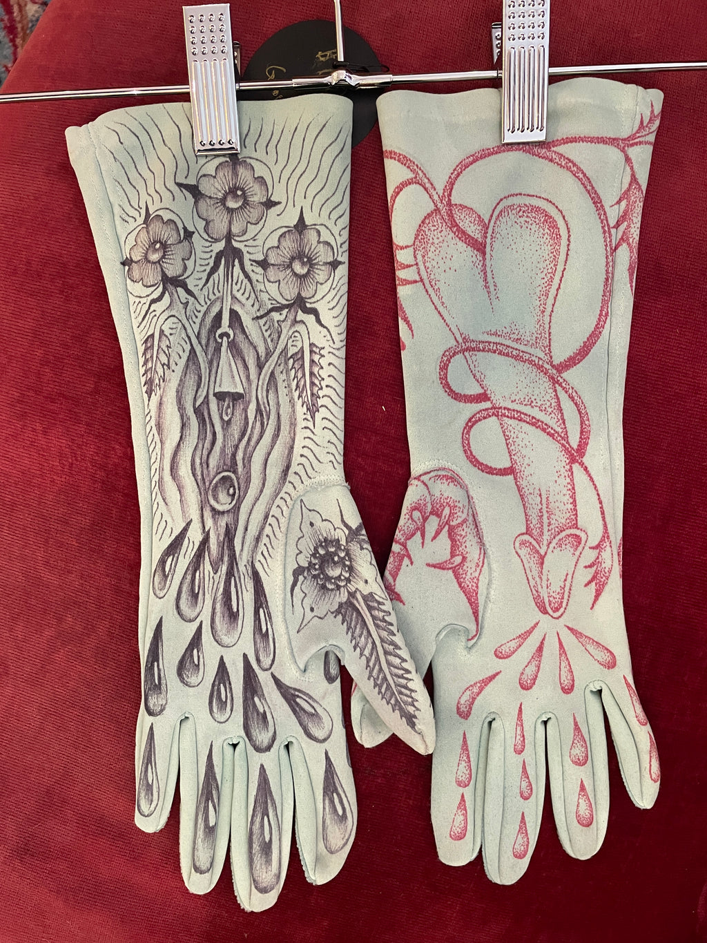Queer A.F. - Jocelyn Khosla - Hand-drawn original tattoo art green gloves