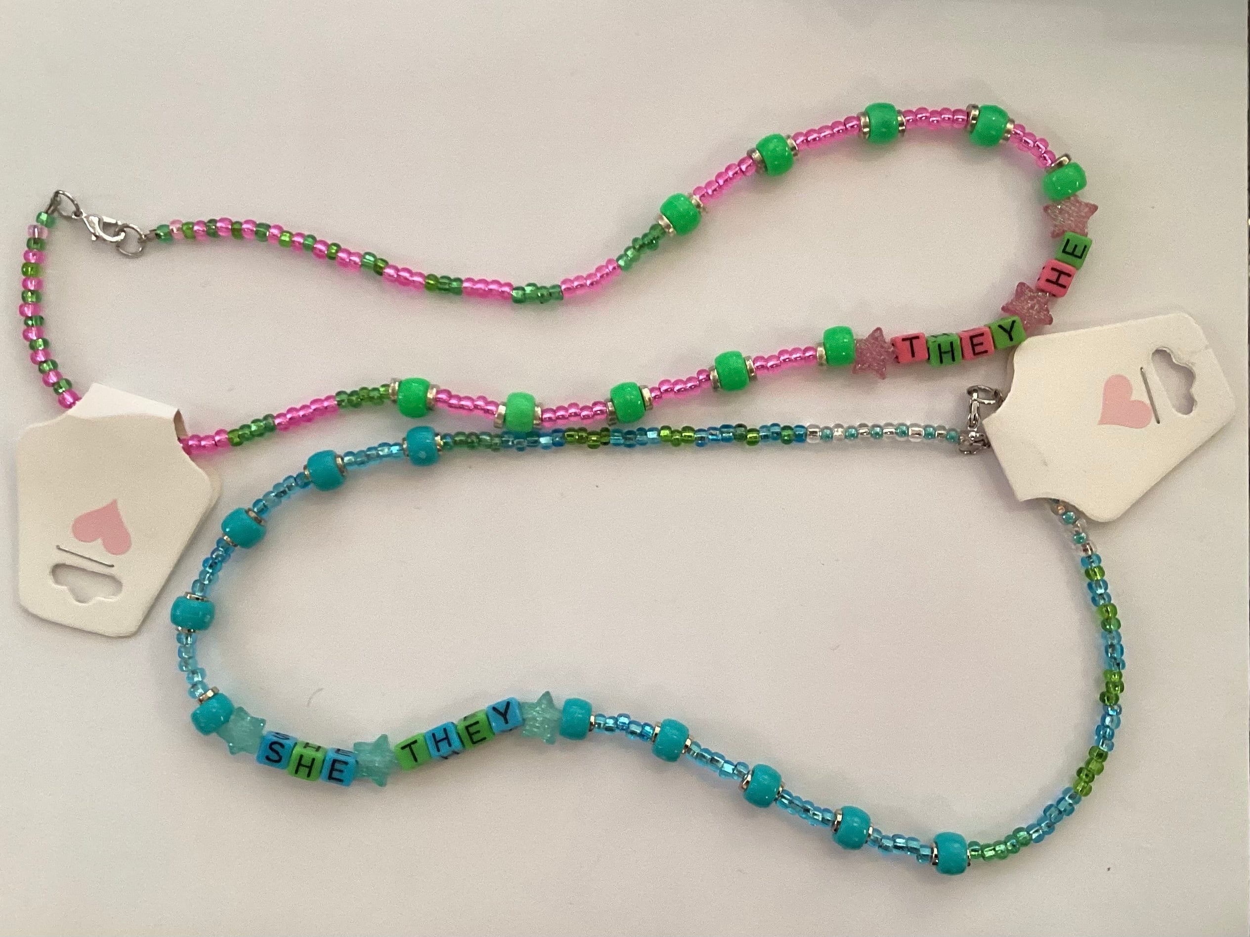 Izzy Delan - Beaded Pronoun necklaces