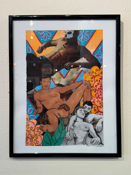 Our Fellow Mortals - Marigolds Framed Original Collage