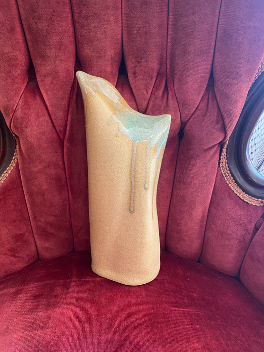 SD - ceramic tall folded sea foam drip