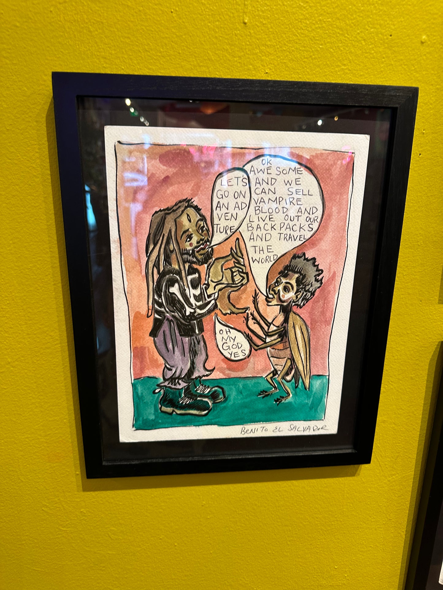 Benito El Salvador - Framed Comic Illustrations