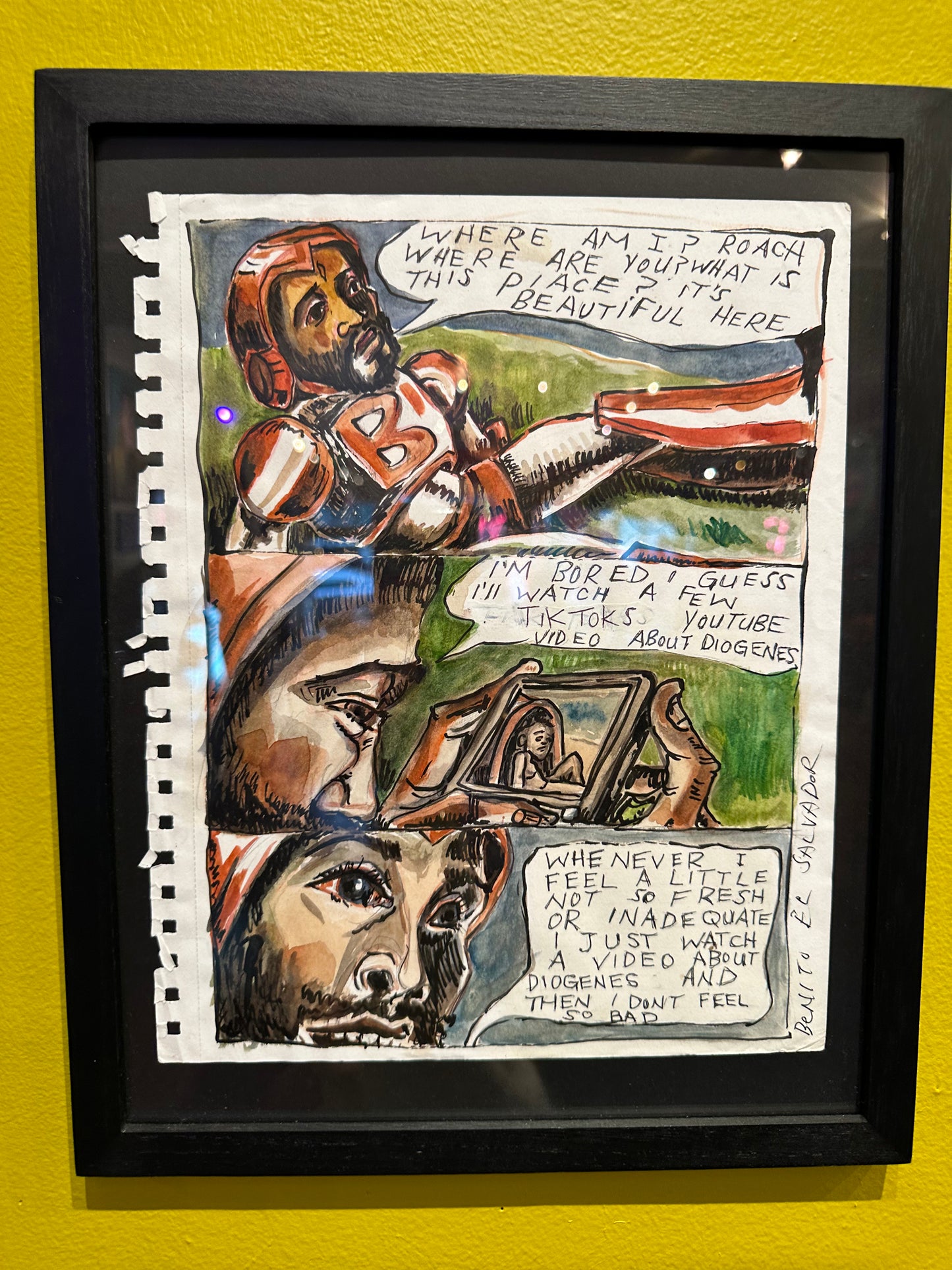 Benito El Salvador - Framed Comic Illustrations