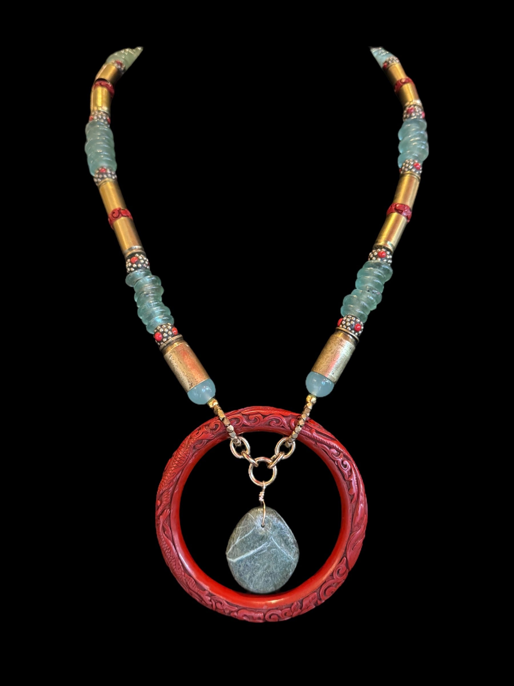 Devlin Shand - Cinnabar Bangle Serpentine Bullet Necklace