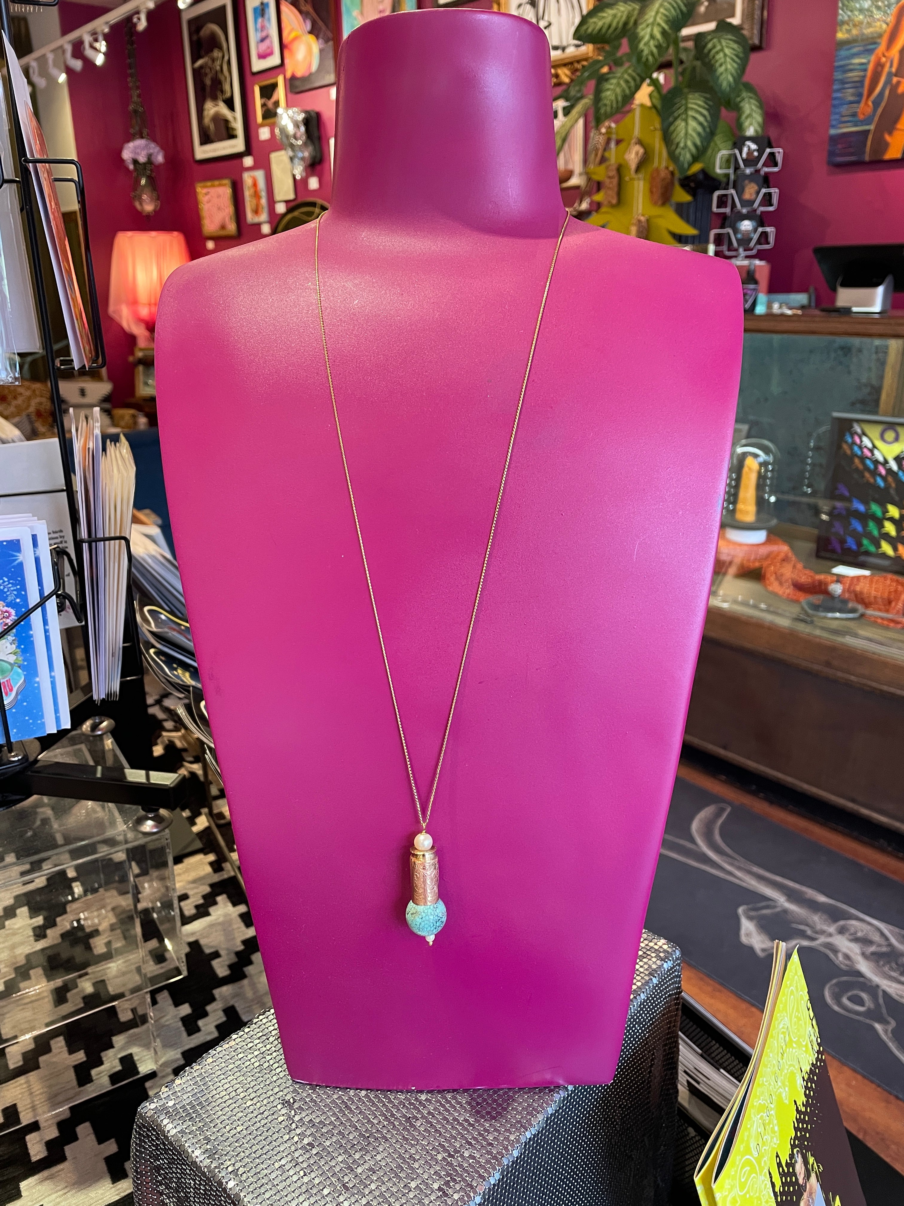 Devlin Shand - Antique Turquoise and Etched Bullet Necklace