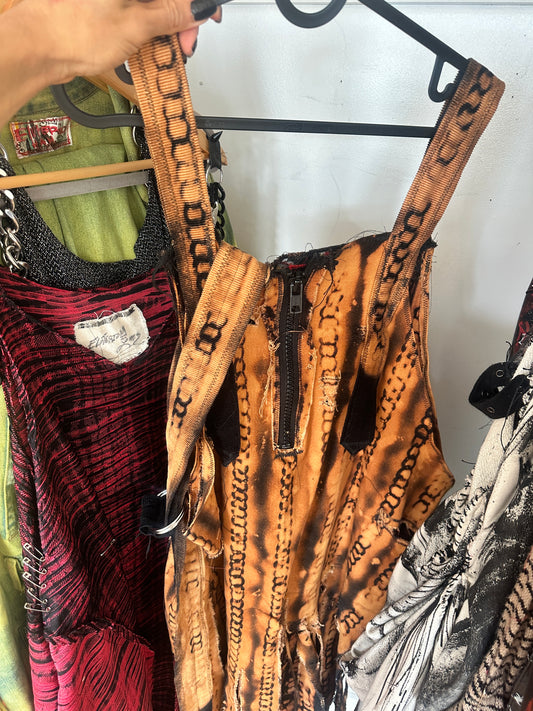 Eluterio Lopez - The Burnt Orange Chain Convertible Dress and Bag