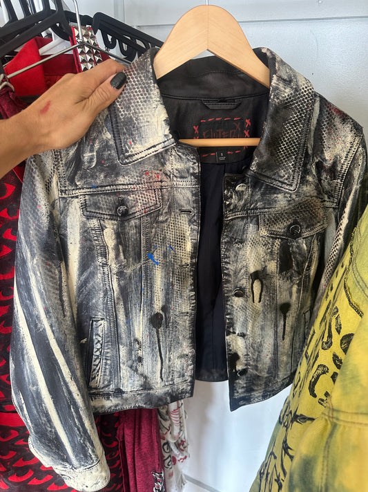 Eluterio Lopez - The Crown Distressed Moto Jacket