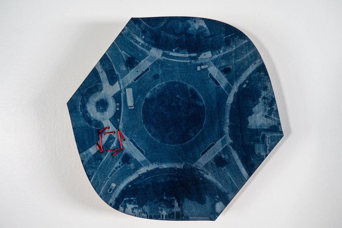 UNSUPERVISED - Cara Hurtle - Records of Enemy Surveillance mounted cyanotypes