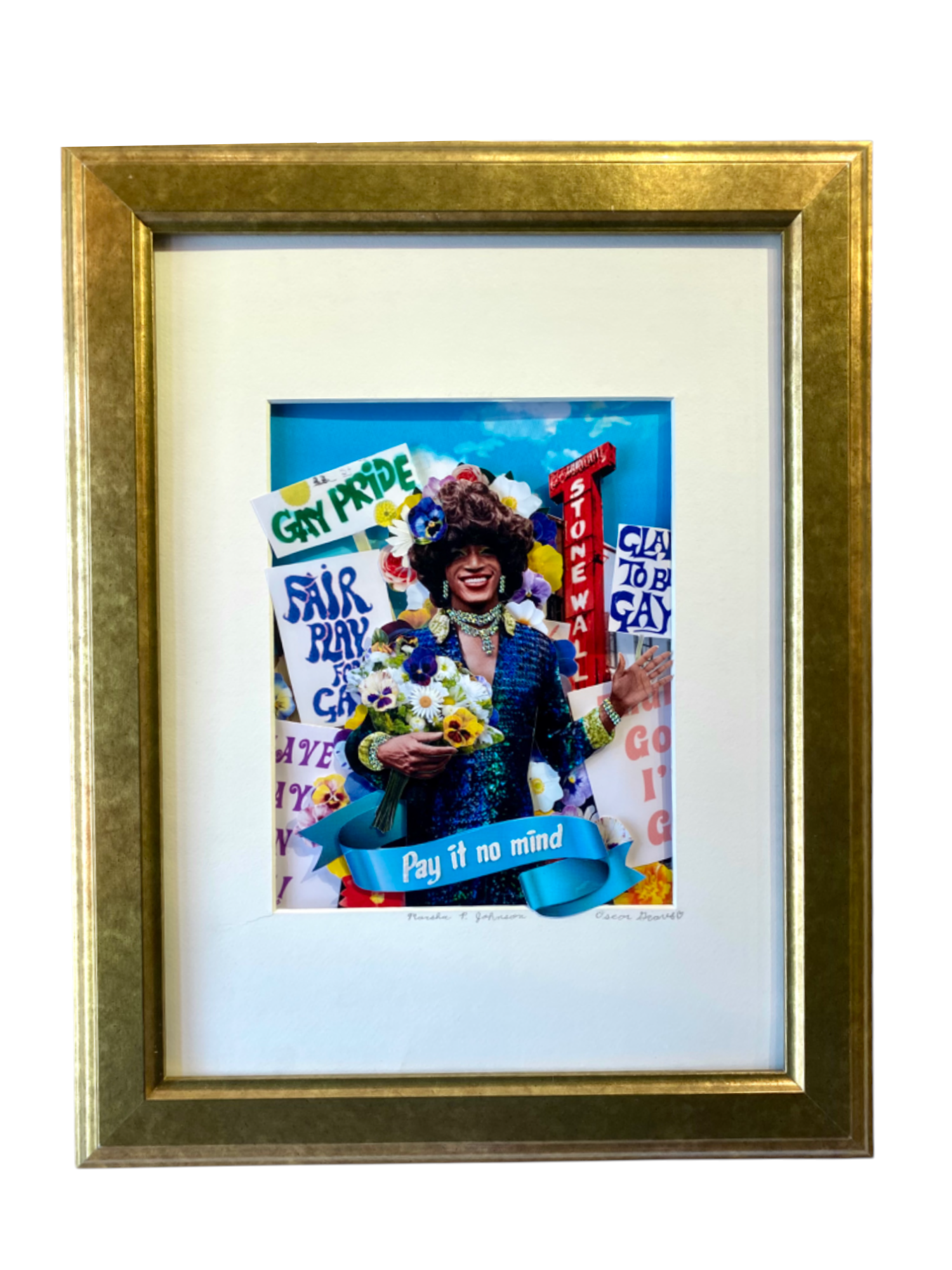 Oscar Graves - Marsha P. Johnson collage print framed