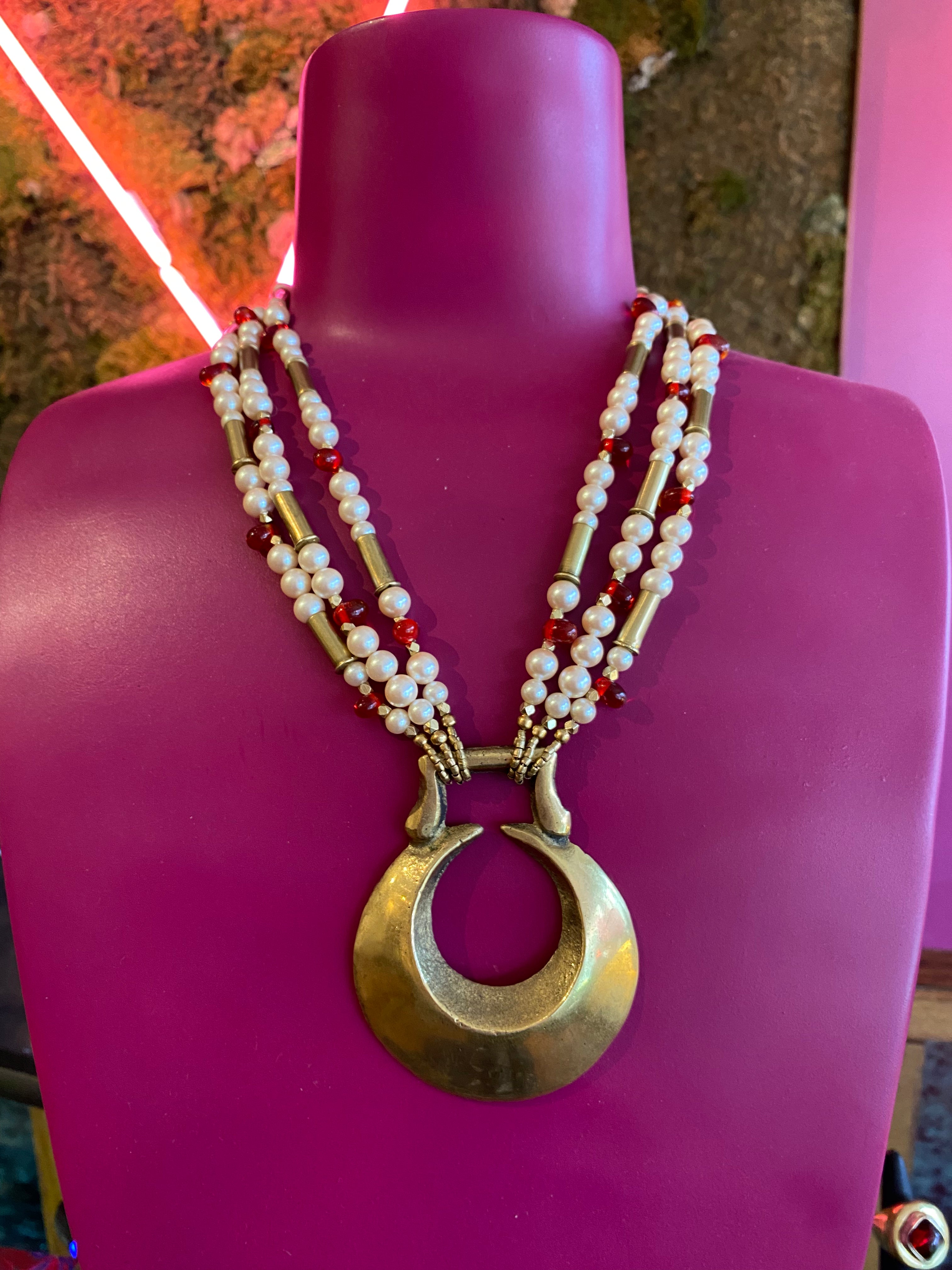 Devlin Shand - Horse Ornament Bullet Triple Strand Necklace